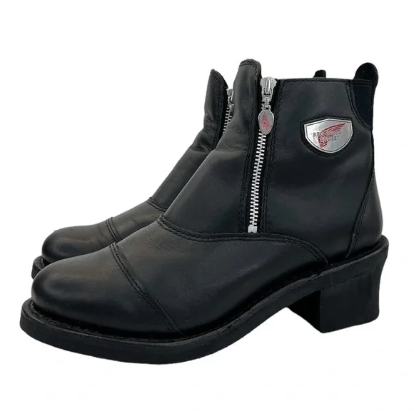 Red Wing Women’s Double Zip Black Leather Motorcycle Boots - Picture 4 of 16